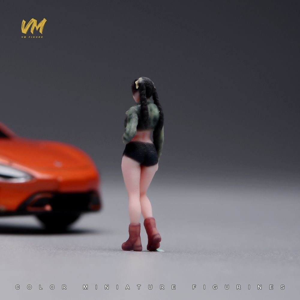 1:64 Workwear Twin-Tail Girl Figure | Full-Color 3D Printed Miniature Diorama Figure for Diecast Model Cars
