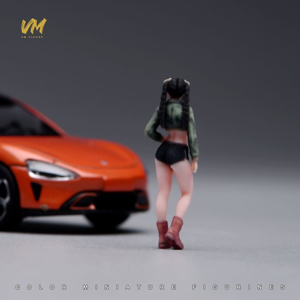 1:64 Workwear Twin-Tail Girl Figure | Full-Color 3D Printed Miniature Diorama Figure for Diecast Model Cars
